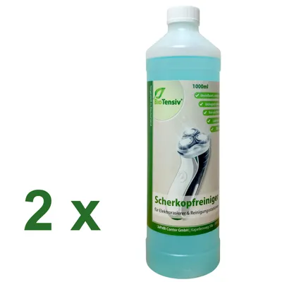 Produktbild von 2x 1 L Scherkopfreiniger BioTensiv f. Braun Reinigungskartuschen CCR Clean & Charge