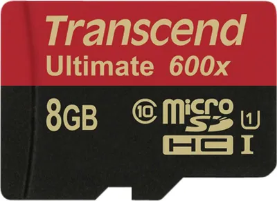 Zdjęcie produktu dla Transcend 8GB microSDHC Class 10 UHS-I (Ultimate), 8 GB, MicroSDHC, Klasa 10, MLC, 90 MB/s, Class 1 (U1)