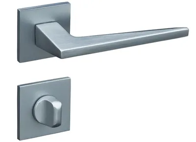 Produktbild von TürgriffeSilber Matt Chrom Set WC/Bad Türklinken für Innentüren Drückergarnitur für Zimmertür mit eckiger Rosettengarnitur aus Aluminium Gavroche