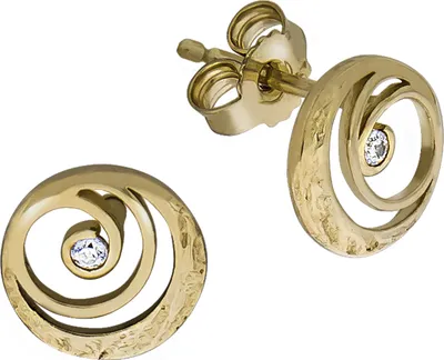 Produktbild von V Ohrstecker 333/- Gold 0,9cm gelb Zirkonia weiß 038320240