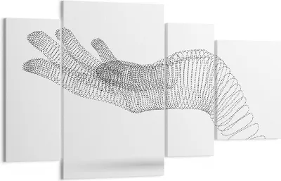 Produktbild von Bild auf Leinwand - Leinwandbild - 4 Teile - Hand Grafik weiß - 120x70cm - Wand Bild - Wanddeko - Wandbilder - Leinwanddruck - Bilder - Wanddekoration - Leinwand bilder - Wandbild - DL120x70-4427