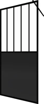 Image de Paroi de douche a l'italienne - 100x200 cm VERRE TRANSPARENT 5mm + barre de maintien noir