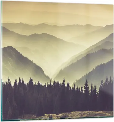 Produktbild von Bilder auf glas - Berge Wald Natur - 60x60cm - Glasbilder - Wandbilder - Kunstdruck - zum Aufhängen bereit - Wanddekoration aus Glas - Glas Bilder - Wandbild auf Glas - Einteilig - GAC60x60-3820