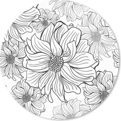 Produktbild von MuchoWow® Mauspad Mousepad Blumen - Schwarz - Weiß - Design 30x30 cm - Mousepads - Maus Mat - Pad - Mausunterlage - Tischunterlage - Schreibtischmatten