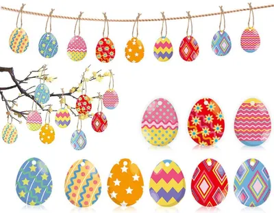 Produktbild von Osterdekoration für Osterzweige – 9-teilig – Bunte Ostereier – 5 x 3,8 cm – Kleine Ostereier – Osterdekoration – Osterhänger – Osterbaum – Osterhänger