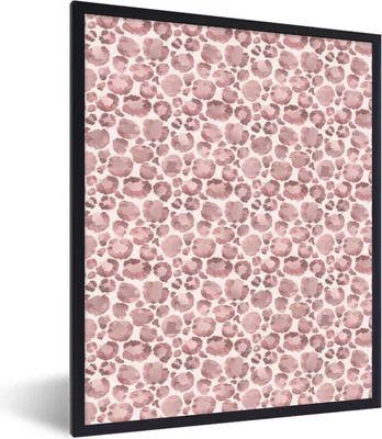 Produktbild von MuchoWow® Gerahmtes Poster Pantherdruck - Rosa - Aquarellfarbe 60x80 cm - Poster mit Schwarzem Bilderrahmen Wandposter Rahmen Foto Bilder - Premium - Wanddeko Wohnzimmer