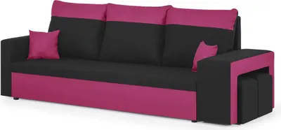 Produktbild von 3-Sitzer-Sofa mit Schlaffunktion DAKOTA2 - Schwarz/Rosa