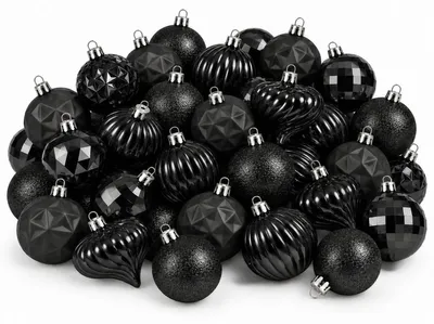 Productafbeelding van Mica Decorations Kerstbal Onbreekbaar Zwart 40 Stuks - Kerstballenset met Diameter van 6 cm - Kerstballen van Gerecycled Polystyreen - Kerstboomversiering voor Binnen - Zwart