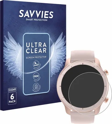 Produktbild von 6x Für Huami Amazfit GTR (42 mm) Schutzfolie Savvies Displayschutz Display Schutz Folie Klar Transparent