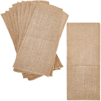 Produktbild von Jute Besteckhalter Set - Vintage Design - 10 Stück - 22,5x10,5 cm