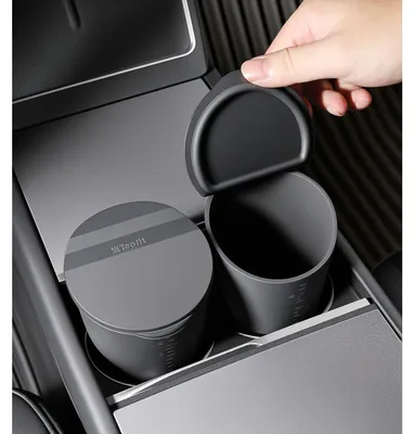 Produktbild von Auto-Mülleimer mit Deckel, Getränkehalter, Türtasche, 425 ml, Silikon, Schwarz, 2 Stück