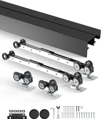 Obrázok produktu pre Sada koľajničiek pre posuvné dvere - Dvojité koľajničky 2438 mm - Vysokokvalitný systém posuvných dverí pre interiér