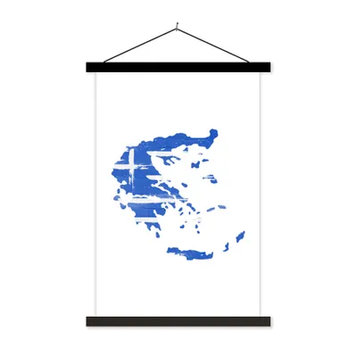 Produktbild von MuchoWow® Textilposter Griechenland - Karte - Flagge 120x180 cm mit schwarzem Rahmen - Fotos