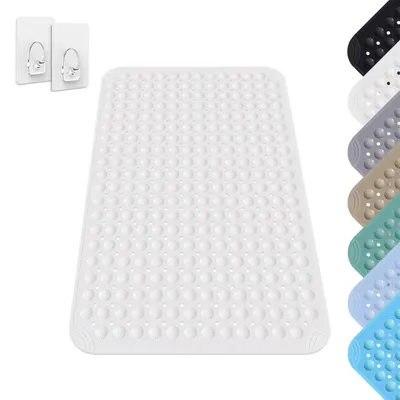 Immagine prodotto di Tappetino antiscivolo per doccia, 60 x 90 cm, in PVC bianco, con ventose, lavabile in lavatrice