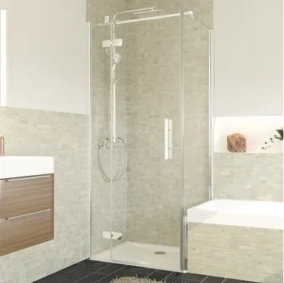 Produktbild von Verkürzte Seitenwand für Drehtür Breuer Avanta 80 cm Klarglas mit schmutzabweisender Glasbeschichtung Profilfarbe chrom