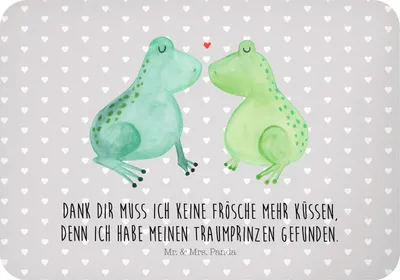 Produktbild von Mr. & Mrs. Panda Kühlschrankmagnet Frosch Liebe - Grau Pastell - Geschenk, Frösche, Freundin, Verheiratet, whiteboardmagnet, Notizhalter, haftmagnet, zettelhalter, magnet