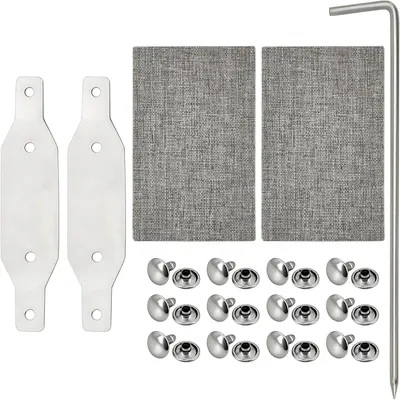 Imagen del producto de Kit de reparación para cintas de persianas de 20-23 mm, que incluye placas de acero inoxidable, remaches y tiras adhesivas, para persianas