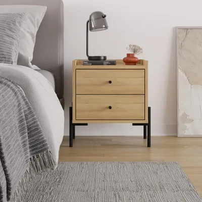 Zdjęcie produktu dla Stolik nocny Decortie Malta, dąb, 48,6 x 35 x 52,4 cm