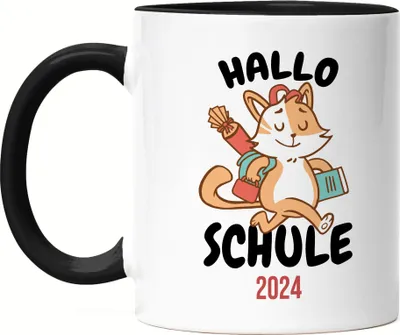 Produktbild von Hallo Schule 2024 Tasse Schwarz Geschenkidee zur Schulstart oder Einschulung für Erstklässler Schulanfänger