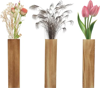 Produktbild von Wandvase Holz, modern, 2,5 x 5,5 x 29,5 cm, für Trockenblumen