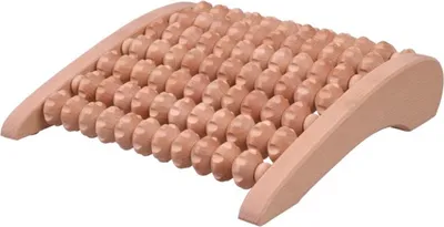 Produktbild von Fußmassage Gerät mit Rollen, asymmetrisch aus Holz 27,5 cm
