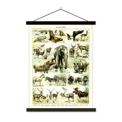 Produktbild von MuchoWow® Textilposter Tiere - Elefanten - Hirsche 40x53 cm mit schwarzem Rahmen - Abbildung
