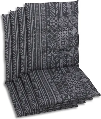 Produktbild von GO-DE Textil, Sesselauflage Mittellehner, 4er Set, Farbe: grau, Maße ca.: 108 cm x 48 cm x 5 cm, Rückenhöhe: 60