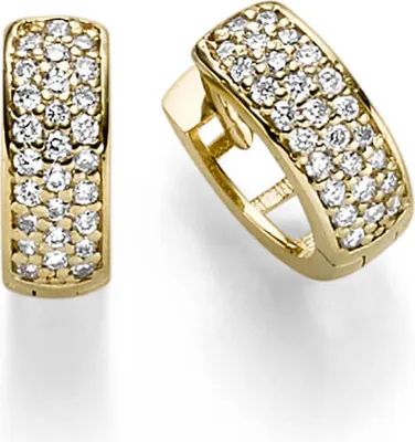 Produktbild von Pavé Ohrringe Creolen 10,5x3,5mm 585 Gold Gelbgold 54 Diamanten 0.27ct TW-SI