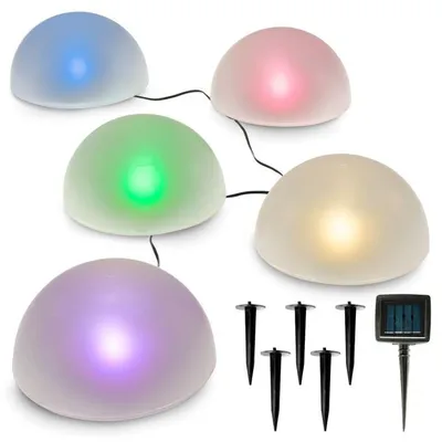 Image de Lampe solaire à LED multicolore en forme de demi-sphère, 5 pièces