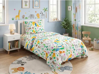 Obrázek produktu pro Dětské bavlněné povlečení JUNGLE DREAM barevné, 100% bavlna 70x90 + 140x200