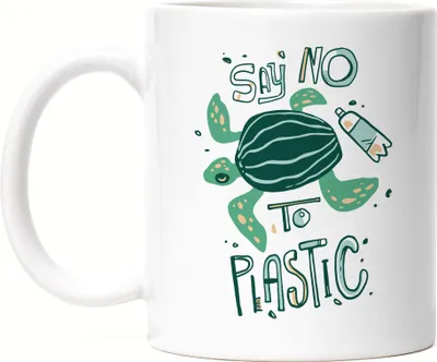 Produktbild von Say No To Plastic Tasse Naturschutz Umweltverschmutzung Tiere Fische Schildkröte