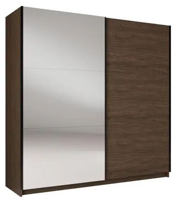 Image de Armoire ARSALA 200 cm noyer avec miroir et portes coulissantes design