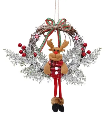 Immagine prodotto di Coroncina natalizia di 35 cm con motivo di cervi, ideale per decorare la porta