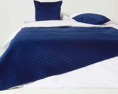 Produktbild von HOMESCAPES Samtdecke dunkelblau 150 x 200 cm - Wohndecke gesteppt