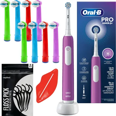 Produktbild von Oral-B Junior Pro Elektrozahnbürste Lila ab 6 Jahren mit 8 Aufsätzen