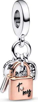 Immagine prodotto di Pandora Charm bicolore Lucchetto e Cuore Triplo Dangle 782506C01 Silber