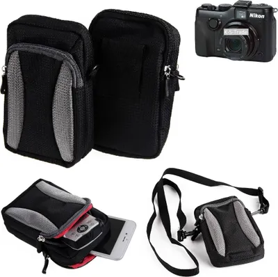 Produktbild von K-S-Trade Fototasche kompatibel mit Nikon Coolpix P7100 Gürtel-Tasche Holster Umhänge Tasche Kameratasche, schwarz-grau Brust-Beutel Brust-Tasche