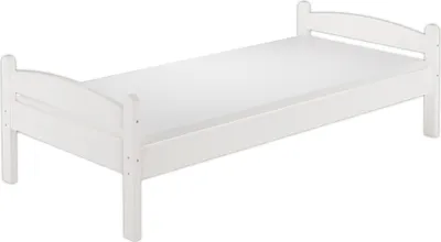 Produktbild von Kieferbett weiß Einzelbett 80x200 Massivholzbett Bettrahmen Futonbett Zubehör wählbar V-60.32-08WRollrost und Matratze inkl.