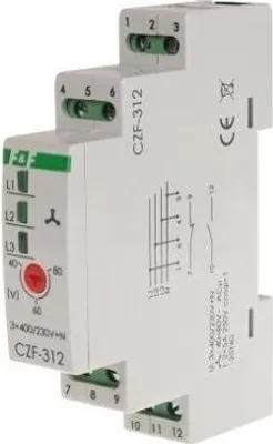 Obrázek produktu pro Relé výpadku fáze a asymetrie 5A 1Z1R bez zpoždění 0,2 s 40-55V CZF-312