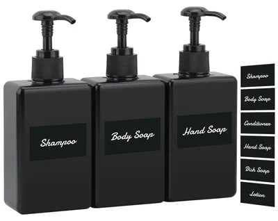 Produktbild von Set mit 3 Spenderflaschen für Shampoo und Conditioner