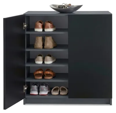 Produktbild von InnoFurn Flurkommode Elona, für bis zu 20 Paar Schuhe, Anthrazit matt/Schwarz matt, 82 x 78 x 37 cm