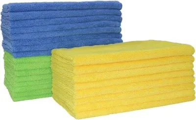 Produktbild von Famanu Mikrofasertücher - Blau, Grün, Gelb - 41 x 61 cm - 18 Stück