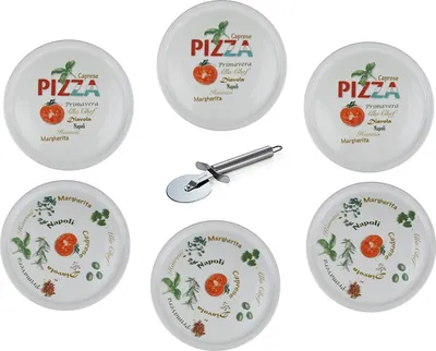 Produktbild von Retsch Arzberg - Pizzateller im Set mit Pizzaschneider - Ø30cm (6er Set mit Muster)