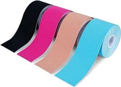 Produktbild von Kinesiotape Set 4 Rollen Professionell - Sporttape Elastisch - Muskelunterstützung für Sport, Regeneration & Physiotherapie
