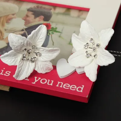 Produktbild von 2 Große Blumen Haarnadel mit Strass Braut Kommunion Hochzeit Hairpin Weiß