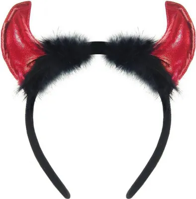 Produktbild von Halloween Red Teufelshorn-Stirnband mit Fell