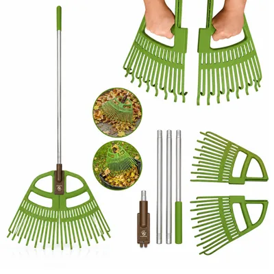 Produktbild von Plantris 3in1 Laubrechen faltbar – Laubgreifer, Laubschaufel und Gartenrechen