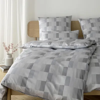 Produktbild von elegante Mako-Satin-Bettwäsche-Garnitur Piazza Farbe Silbergrau Größe 135x200cm+80x80