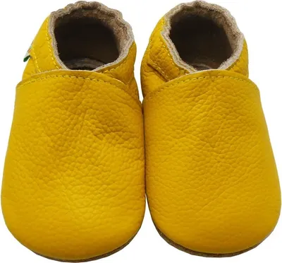 Produktbild von Sayoyo Baby Krabbelschuhe Lauflernschuhe Lederpuschen aus echtem Leder,Einfarbig  Gelb,EU 23-24