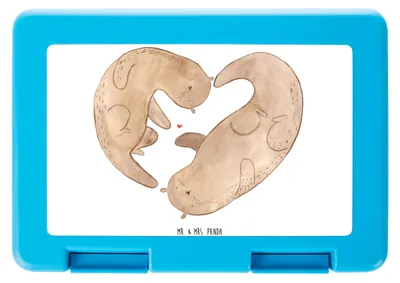 Produktbild von Mr. & Mrs. Panda Snackbox Otter Herz - Weiß - Geschenk, Liebesgeschenk, Lunchbox, Hochzeitstag, Essensbox, Seeotter, Bento Box, Bentobox, Brot Aufbewahrungsbox